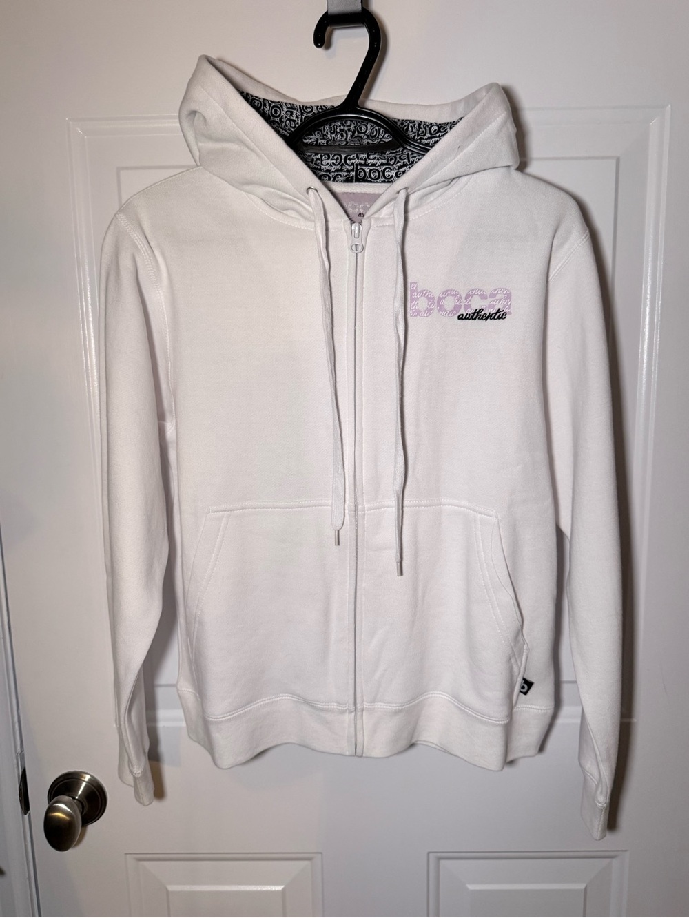 White Zip-Up Hoodie Sweatshirt with Boca Logo